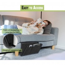 Stoff-Organizer fürs Bett oder Sofa mit Hängekorb & Mehreren Taschen anthrazit