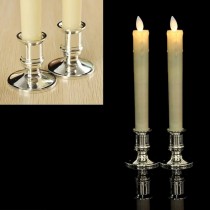 2 Stück Kunststoff Kerzenständer, Kerzenhalter Silber