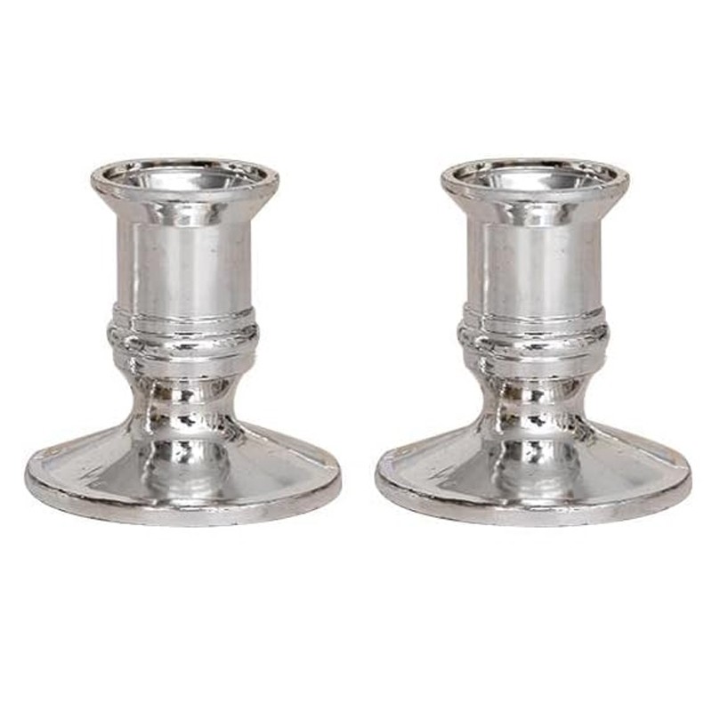 2 Stück Kunststoff Kerzenständer, Kerzenhalter Silber