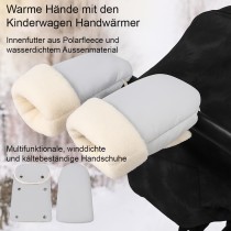 Warme Kinderwagen Handschuhe – Winddichte & extra dick gefütterte Handwärmer Grau