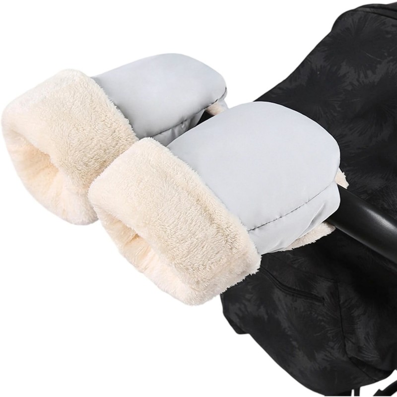 Warme Kinderwagen Handschuhe – Winddichte & extra dick gefütterte Handwärmer Grau