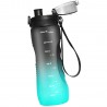 750ml Sport Trinkflasche Pop-Top – Wasserflasche mit Zeitmarkierung und Farbverlauf Schwarz, Grün