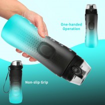 750ml Sport Trinkflasche Pop-Top – Wasserflasche mit Zeitmarkierung und Farbverlauf Schwarz, Grün
