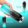 750ml Sport Trinkflasche Pop-Top – Wasserflasche mit Zeitmarkierung und Farbverlauf Schwarz, Grün