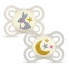 Mam Perfect Night Silikon Schnuller 2 Stück, 0-6 Monate Hase Mond