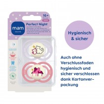 Mam Perfect Night Silikon Schnuller 2 Stück, ab 16 Monate Katze & Pferd