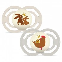 Mam Perfect Night Silikon Schnuller 2 Stück, ab 16 Monate Hase & Huhn