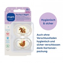 Mam Perfect Night Silikon Schnuller 2 Stück, ab 16 Monate Hase & Huhn