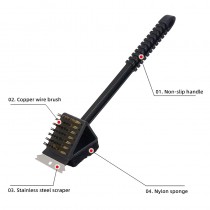 3-in-1 Grillbürste mit langem Griff