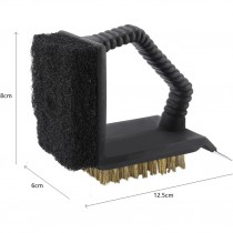 3-in-1 Grillbürste mit Schwamm und Metallschaber