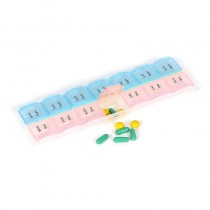 Pillendose 7 Tage – Medikamentenbox für eine Woche Tag & Nacht Blau Rosa