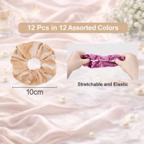 12 Stück Samt Scrunchies – Weiche Haargummis - assortiere Farben