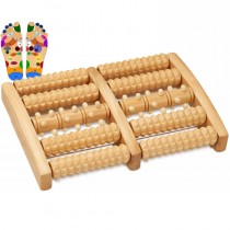 Holz Fussmassage Roller mit Triggerpunkten – Fussreflexzonen Massagegerät mit 5 Rollen