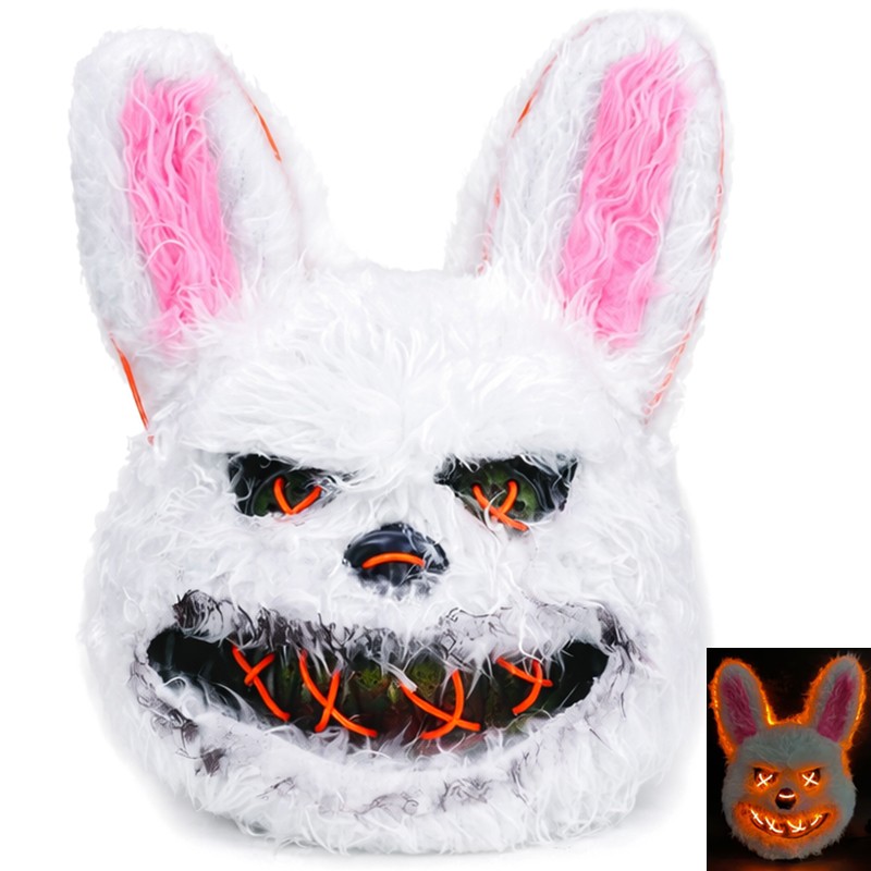 LED Horror Hasenmaske – Leuchtende Halloween Bunny Maske
