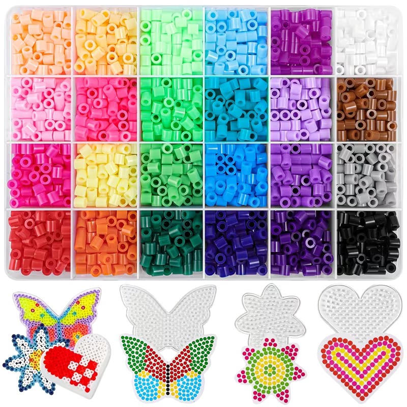 3600 Stück Bügelperlen Set – 24 Farben mit Zubehör – 5 mm DIY Kreativset