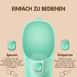 Hundetrinkflasche 550 ml – Wasserflasche für Hunde Türkis