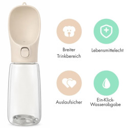 Hundetrinkflasche 550 ml – Wasserflasche für Hunde Beige