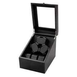 Uhrenbeweger für 3+3 Uhren, Watchwinder mit Licht Krokodilmuster schwarz