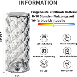 LED Kristall Tischlampe RGB dimmbar mit Fernbedienung – befox.ch