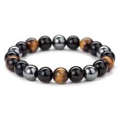 Perlenarmband Tigerauge, Onyx und Obsidian – Armband aus Naturstein