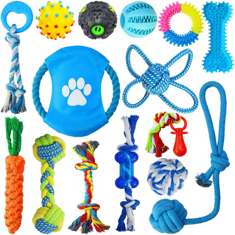 15-teiliges Hundespielzeug-Set - bunt gemischt