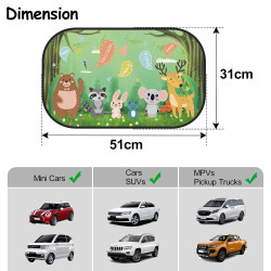 Auto Sonnenschutz für Kinder – 2 Stück – Ohne Saugnäpfe – elektrostatisch haftend Tierfreunde im Wald
