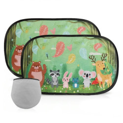 Auto Sonnenschutz Tierfreunde im Wald 2 Stück 51x31 cm | befox.ch