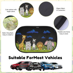 Auto Sonnenschutz Lustige Zootiere 2 Stück 51x31 cm | befox.ch