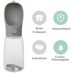 Hundetrinkflasche 550 ml – Wasserflasche für Hunde Grau