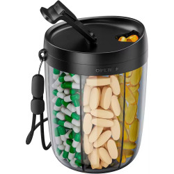 Runde Pillendose Tablettenbox mit 6 separaten Fächer