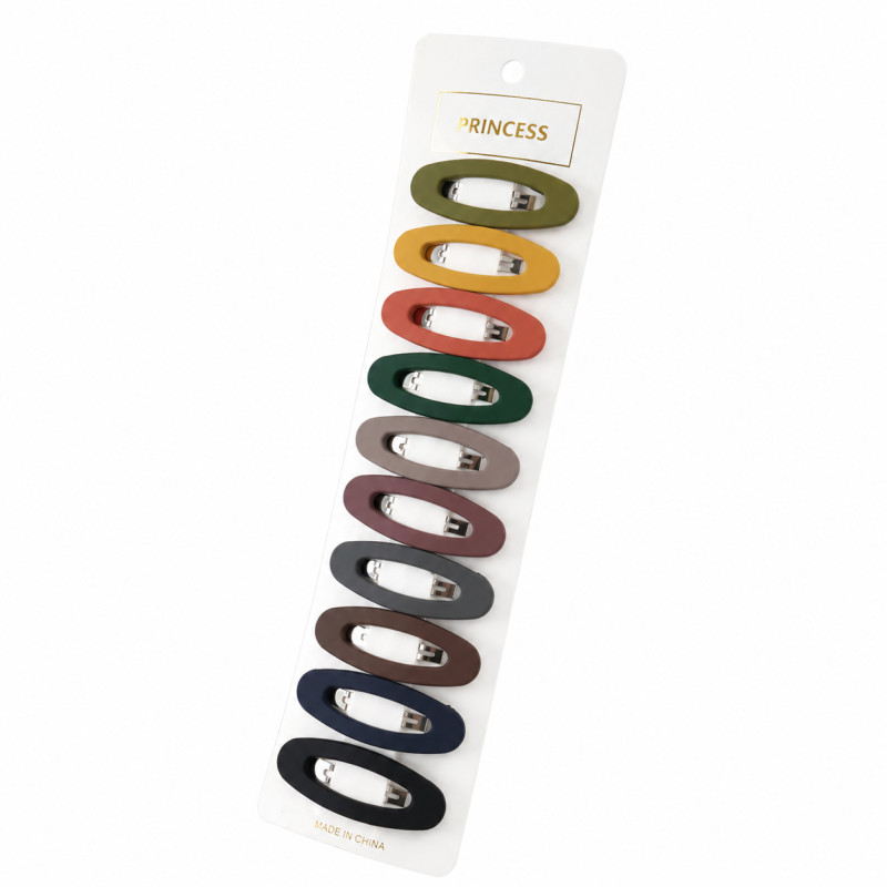 10 Stück Haarspangen Oval Multicolor