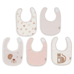 Jollein Lätzchen Jersey Wasserdicht - 5 Stück - Animal Friends