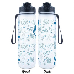 Trinkflasche mit Strohhalm – Wasserflasche 1000 ml Sea Life Blue