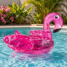 Grosses Aufblasbares XL Reittier Flamingo 150 cm (Neon Pink Leopardenmuster)