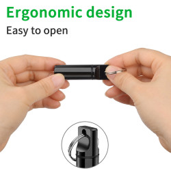 Ergonomische Pillendose, Pillen-Organizer mit Schlüsselanhänger Schwarz