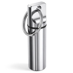 Ergonomische Pillendose, Pillen-Organizer mit Schlüsselanhänger Silber