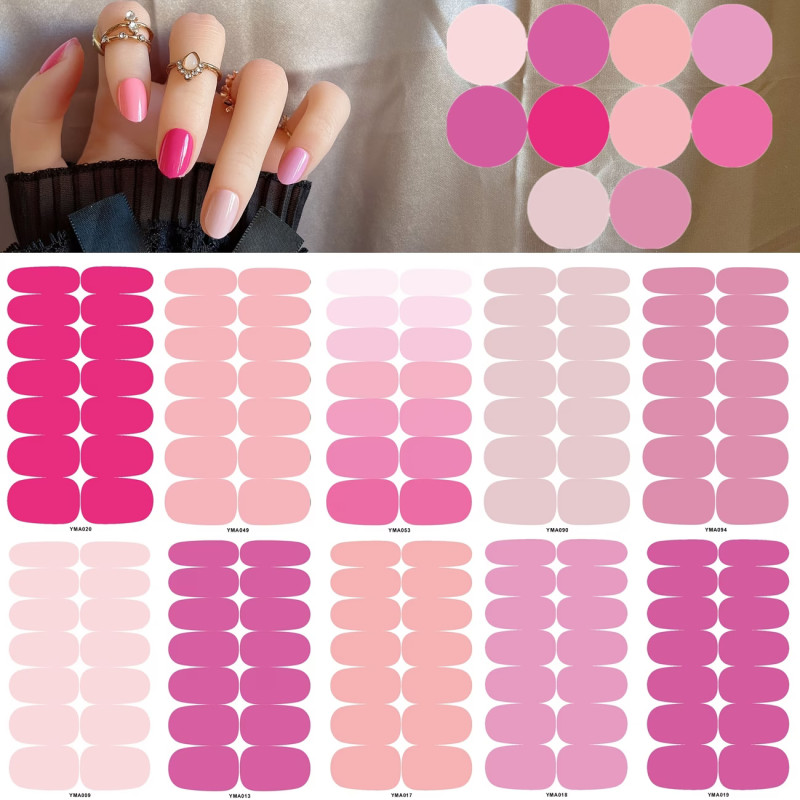 140 Aufkleber für Fingernägel, Nagellack Sticker Rosa