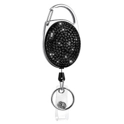 Ausziehbarer Schlüsselanhänger mit Kartenhalter und Taschenclip Diamond Noir