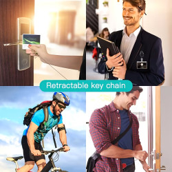 Ausziehbarer Schlüsselanhänger Diamond Noir mit Kartenhalter | befox.ch