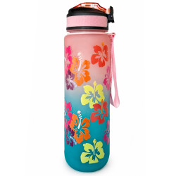 Trinkflasche mit Strohhalm – Wasserflasche 1000 ml Hibiskus Rosa