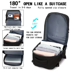 SmartMove Business Reiserucksack Handgepäck – Rucksack 15,3 Zoll Laptop Schwarz