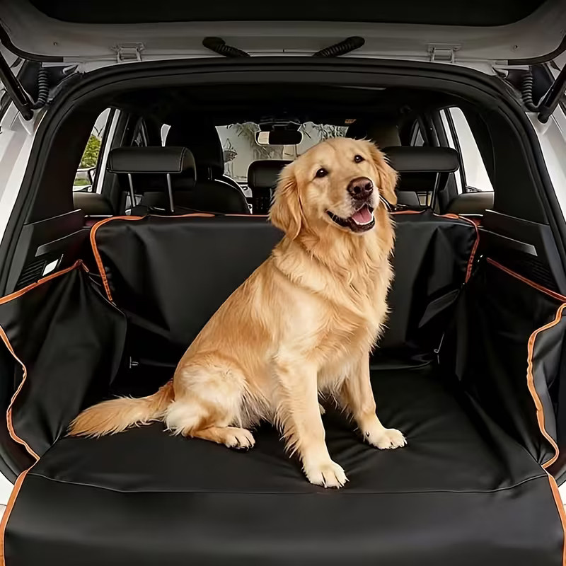 Universal Hunde Kofferraumschutzmatte Schwarz Orange