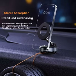 Magnetische Handyhalterung mit Vakuum-Saugnapf – 360° drehbar und faltbar