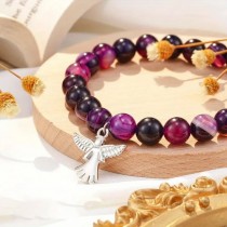 Schutzengel Perlenarmband aus Naturstein Lila