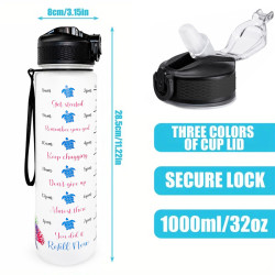Trinkflasche mit Strohhalm – Wasserflasche 1000 ml Good Vibes Transparent