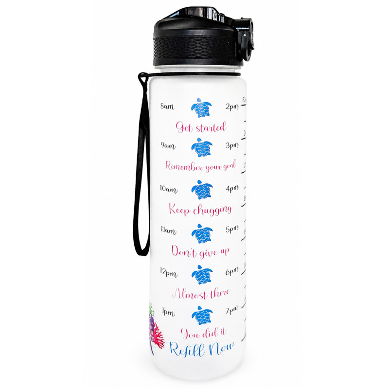 Trinkflasche mit Strohhalm – Wasserflasche 1000 ml Good Vibes Transparent