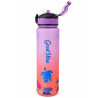 Trinkflasche mit Strohhalm – Wasserflasche 1000 ml Good Vibes Lila / Coral