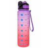 Trinkflasche mit Strohhalm – Wasserflasche 1000 ml Good Vibes Lila / Coral
