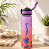 Trinkflasche mit Strohhalm 1000 ml Good Vibes Lila / Coral | befox.ch