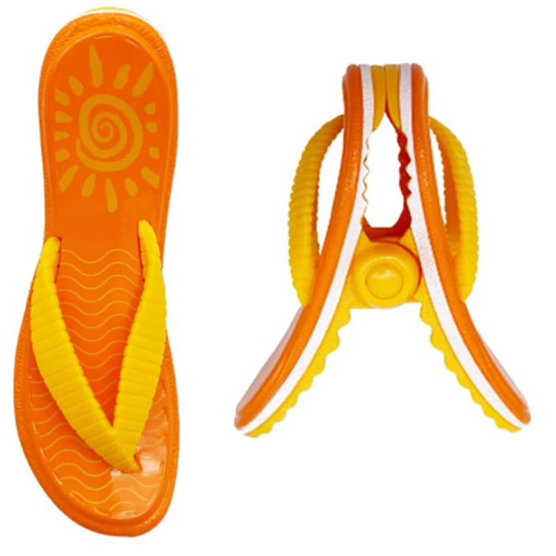 Paar Flip-Flop Strandtuch-Clips, Strandtuch Klammer - Sonnen-Design, Orange/Gelb